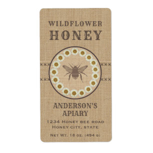 Etiket  linnen bijenhoningpot