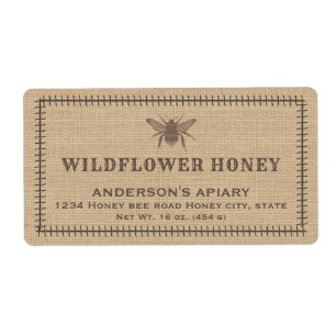 Etiket linnen bijenhoningpot