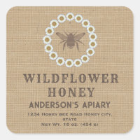 Etiket  linnen florale bijenhoning