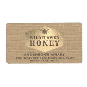 Etiket linnen gouden bijen