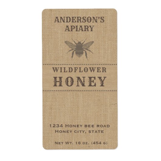 Etiket  linnen honingbijen (Voorkant)