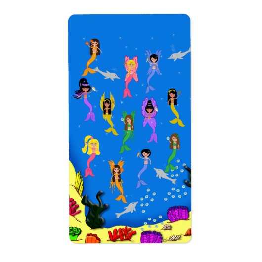 Etiket Mermaids Dolphins (Voorkant)