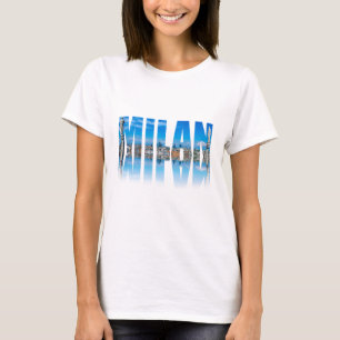 Etiket Milaan, samengesteld uit de skyline van Mil T-shirt