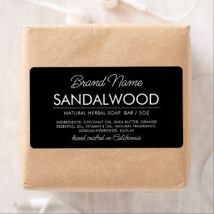 Etiket moderne zwarte zeep-ingrediënten