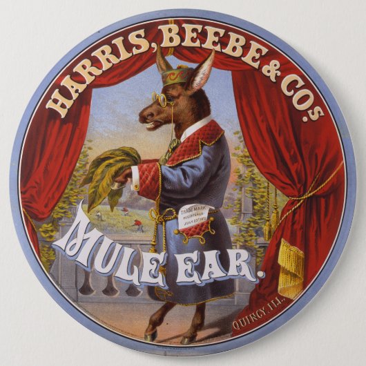 Etiket muilezeloortabak ronde button 6,0 cm (Voorkant)