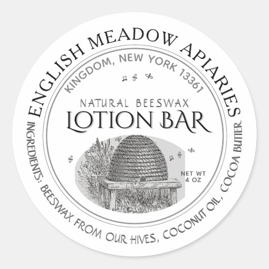 Etiket natuurlijke bijenwas Eigen draagstaaf Wit (Voorkant)