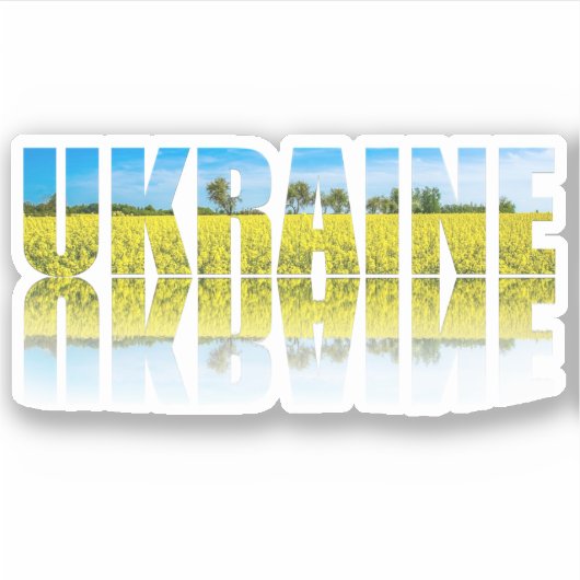 Etiket Oekraïne met blauwe lucht en geel veld veld Sticker (Voorkant)