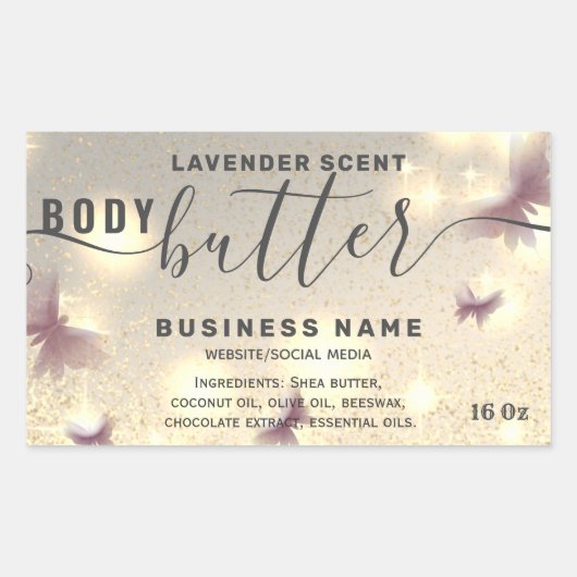 Etiket op boter met butterfly-script (Voorkant)