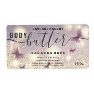 Etiket op boter met butterfly-script