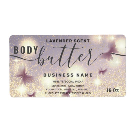 Etiket op boter met butterfly-script (Voorkant)