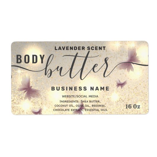 Etiket op boter met butterfly-script (Voorkant)