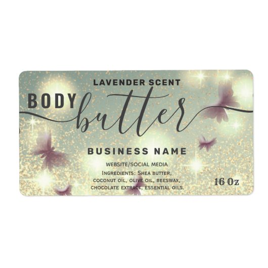 Etiket op boter met butterfly-script (Voorkant)