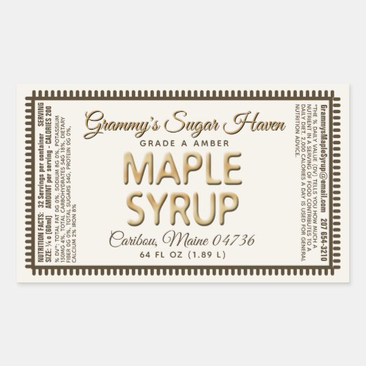 Etiket op de mantel met voedingsfeiten ivoor (Voorkant)