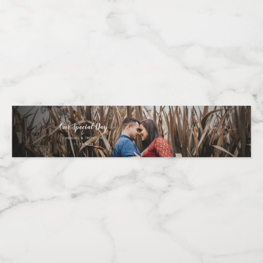 Etiket op Eigen bruiloft Foto Water Fles Label (Enkel label)