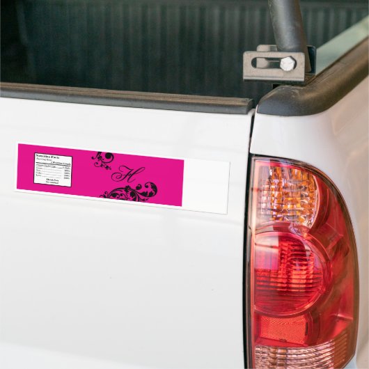 Etiket op flesje Hete roze zwarte flesje Filigree Bumpersticker (Op Truck)