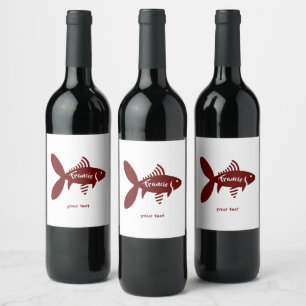 Etiket op gepersonaliseerde vis Maroon White Wine 