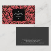 Etiket op het vierkant 01a - Bloem - Tropisch roze Visitekaartje (Voorkant / Achterkant)