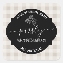 Etiket op kruid- en specerijkarnar