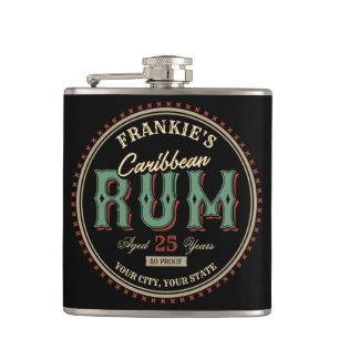 Etiket op maat gesneden Caribische rum-liquor-fles Heupfles