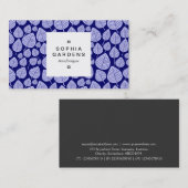 Etiket op vierkant, 03a - Leaf-patroon 02 - Blue S Visitekaartje (Voorkant / Achterkant)