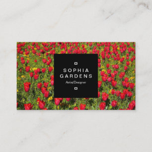 Etiket op vierkant etiket 01a - Rode tulpen Visitekaartje