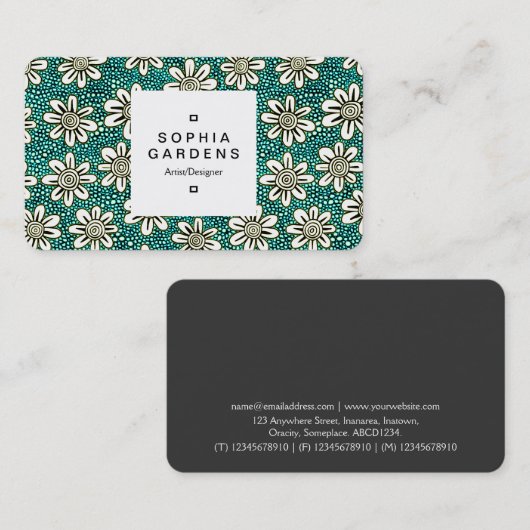 Etiket op vierkant etiket 03a - Patroon 140617 - K Visitekaartje (Voorkant / Achterkant)