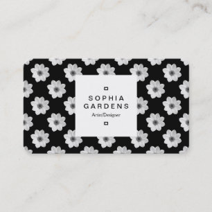 Etiket op vierkant nummer 03a - Dahlia Pattern Bla Visitekaartje