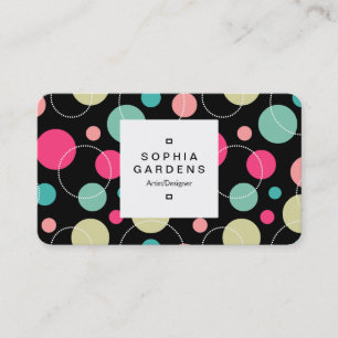 Etiket op vierkante plaat 03a - Spots & Circles 15 Visitekaartje
