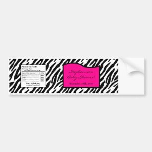 Etiket op waterflesje Hot Pink Zebra Afdrukken Bumpersticker