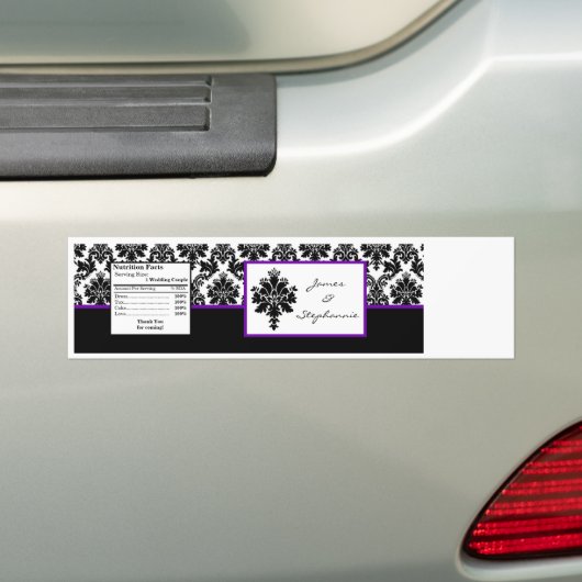 Etiket op waterflesje Zwart Paars Damascus prin Bumpersticker (Op auto)