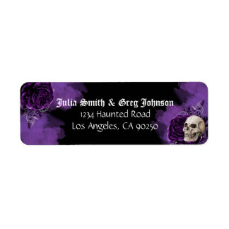 Etiket Paars en zwart Gothic Return Address Label