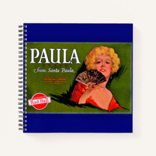 Etiket Paula uit Santa Paula uit de jaren twintig Notitieboek