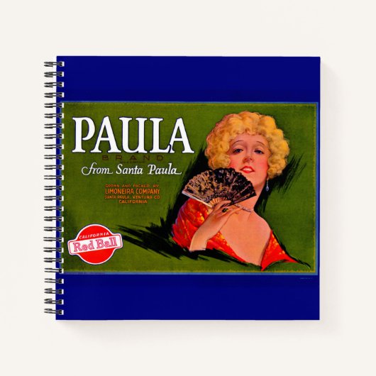 Etiket Paula uit Santa Paula uit de jaren twintig Notitieboek (Voorkant)
