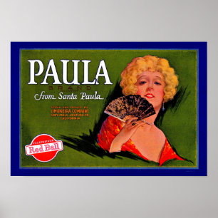 Etiket Paula uit Santa Paula uit de jaren twintig Poster