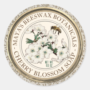 Etiket realistische bijenbijenwas, gecentreerd zee