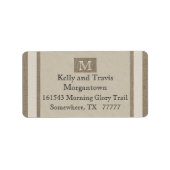Etiket retouradres monogram - jute perkament (Voorkant)