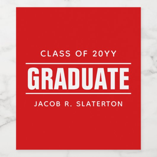 Etiket rode en witte Afstuderen (Enkel label)