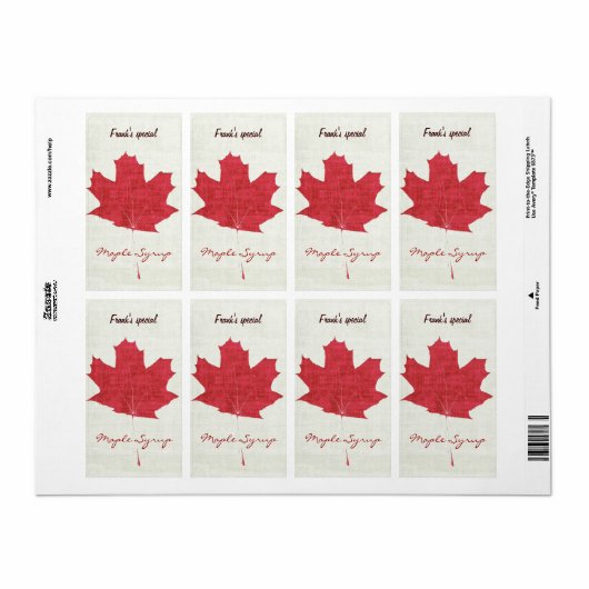 Etiket rode esdoornstroop (Full Sheet)