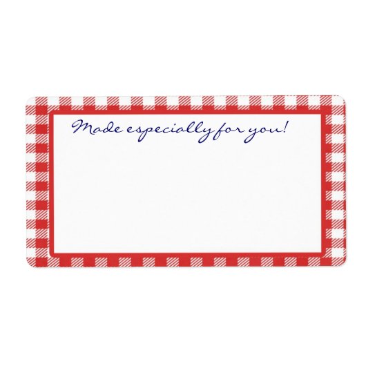 Etiket rode gingham (Voorkant)