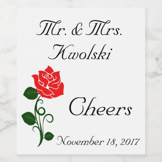 Etiket rode rozenwijn (Enkel label)