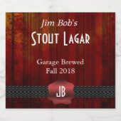 Etiket rode zegels monogramma op maat van bier (Enkel label)