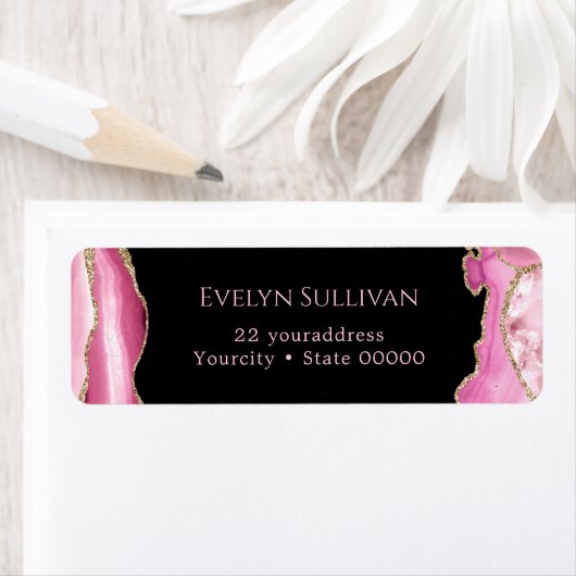 Etiket roze en goudkleurige retournering (Insitu)