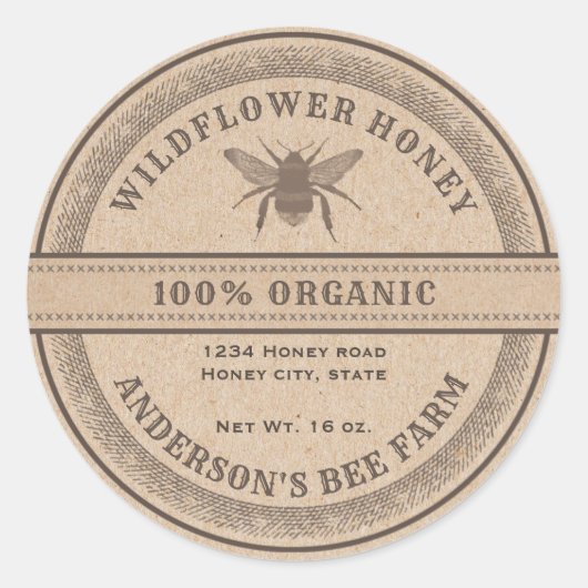 Etiket rustige Kraft bee (Voorkant)