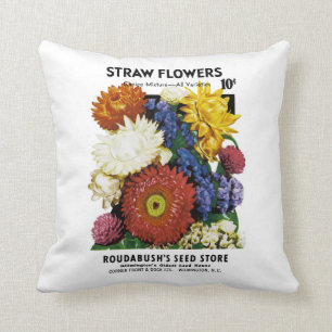 Etiket stro Flowers Seed Packet Label Kussen