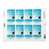 Etiket tropisch strand Weddenschap Wijn (Full Sheet)