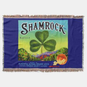 Etiket van 1930 op fruitkratten Shamrock Navel Sin Deken