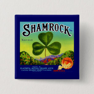 Etiket van 1930 op fruitkratten Shamrock Navel Sin Vierkante Button 5,1 Cm