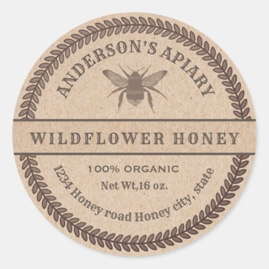 etiket van de honingpot van de bij Kraft (Voorkant)