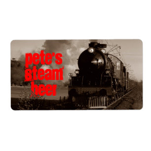 Etiket van de huisbier Steam Beer Sepia Red Train