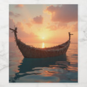 etiket van de wijnfles van het zeilschip (Enkel label)